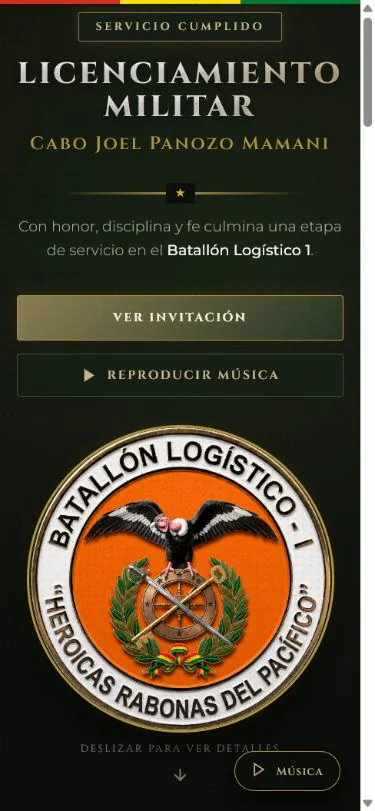 Captura móvil real de una invitación digital